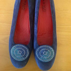 Amalfi by Rangoni Suede Blue Loafers Flats Women Size 8 N